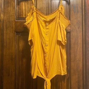BNWT Golden Cold Shoulder Top